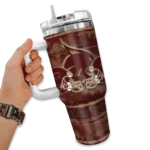 personalized texas state bobcats honey streaks maroon curved tumbler best selling.webp
