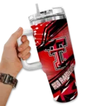 personalized texas tech red raiders abstract paths red curved tumbler best selling.webp