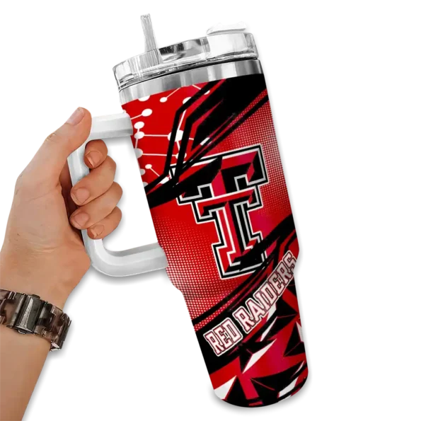 personalized texas tech red raiders abstract paths red curved tumbler fashion forward.webp