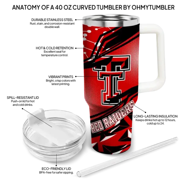 personalized texas tech red raiders abstract paths red curved tumbler new arrival.webp