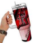 personalized texas tech red raiders arrow burst red curved tumbler best selling.webp