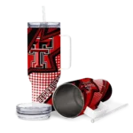 personalized texas tech red raiders arrow burst red curved tumbler best selling.webp