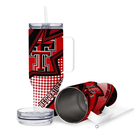 personalized texas tech red raiders arrow burst red curved tumbler high quality.webp