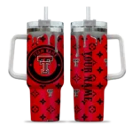 personalized texas tech red raiders bullseye drips red curved tumbler best selling.webp