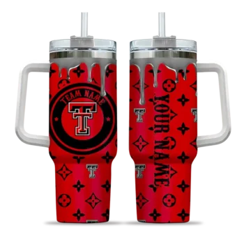 personalized texas tech red raiders bullseye drips red curved tumbler best selling.webp