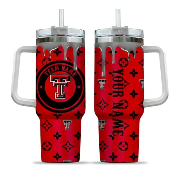 personalized texas tech red raiders bullseye drips red curved tumbler best selling.webp