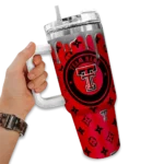 personalized texas tech red raiders bullseye drips red curved tumbler best selling.webp