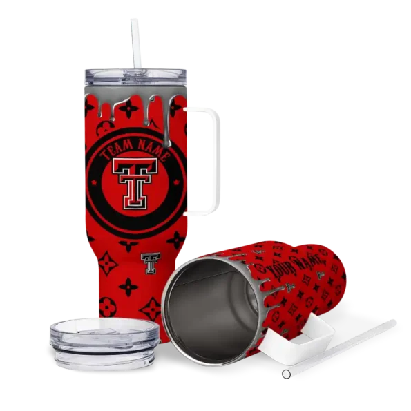 personalized texas tech red raiders bullseye drips red curved tumbler high quality.webp