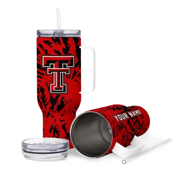 personalized texas tech red raiders burst swirl red curved tumbler high quality.webp