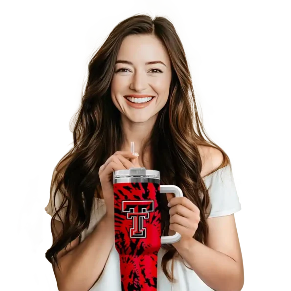 personalized texas tech red raiders burst swirl red curved tumbler premium grade.webp