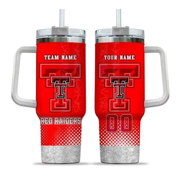 personalized texas tech red raiders geometric prism red curved tumbler best selling.webp