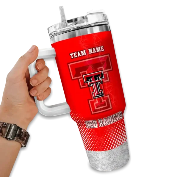 personalized texas tech red raiders geometric prism red curved tumbler fashion forward.webp