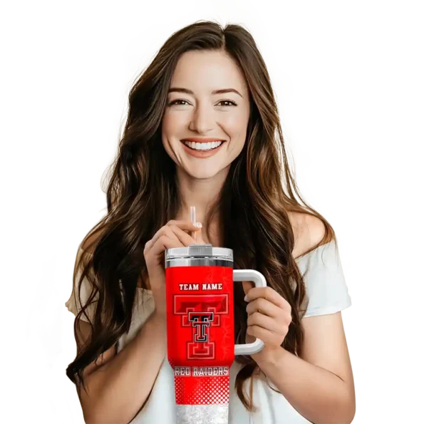 personalized texas tech red raiders geometric prism red curved tumbler premium grade.webp