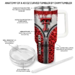 personalized texas tech red raiders leopard zipper red curved tumbler best selling.webp