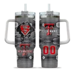 personalized texas tech red raiders superman shield red gray curved tumbler best selling.webp