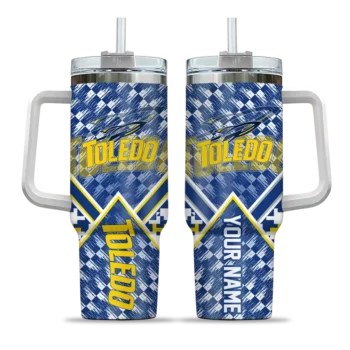 personalized toledo rockets chevron angle blue curved tumbler best selling.webp