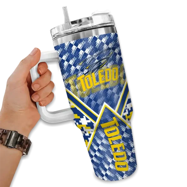 personalized toledo rockets chevron angle blue curved tumbler fashion forward.webp