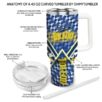 personalized toledo rockets chevron angle blue curved tumbler best selling.webp