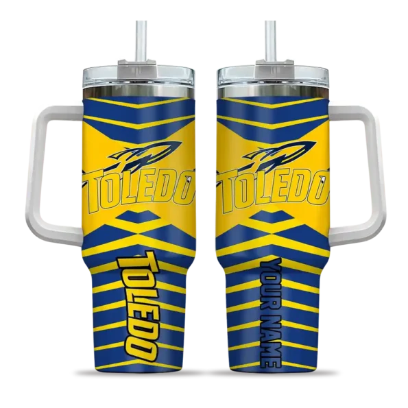 personalized toledo rockets chevron layers blue curved tumbler best selling.webp