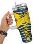 personalized toledo rockets chevron layers blue curved tumbler best selling.webp