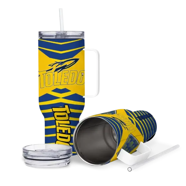 personalized toledo rockets chevron layers blue curved tumbler high quality.webp