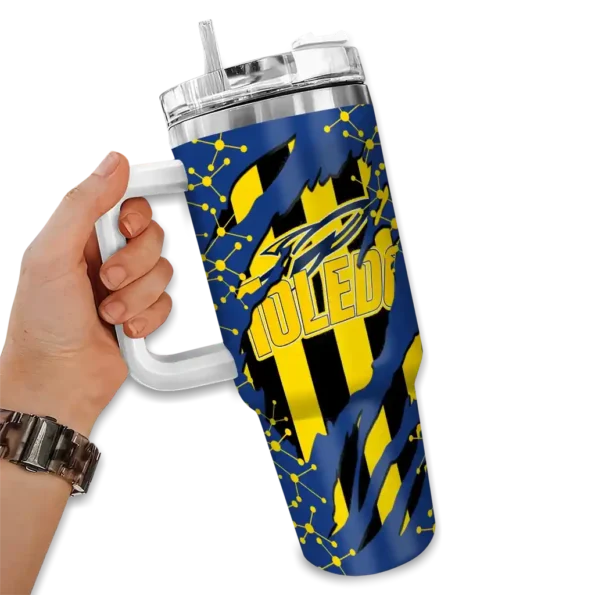 personalized toledo rockets claw cut blue black curved tumbler fashion forward.webp