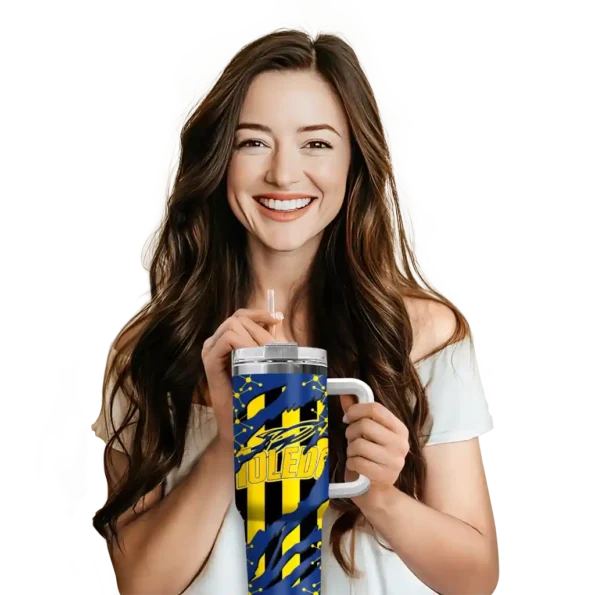 personalized toledo rockets claw cut blue black curved tumbler premium grade.webp