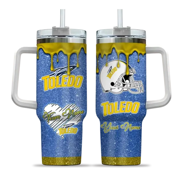 personalized toledo rockets heart helmet motif blue curved tumbler best selling.webp