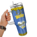 personalized toledo rockets heart helmet motif blue curved tumbler best selling.webp