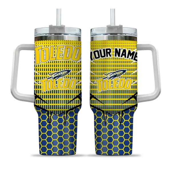 personalized toledo rockets hex texture blue curved tumbler best selling.webp