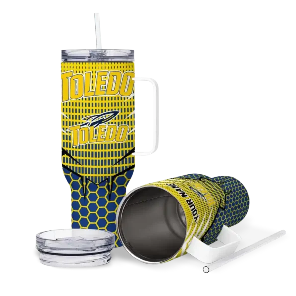 personalized toledo rockets hex texture blue curved tumbler high quality.webp
