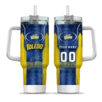personalized toledo rockets hexagon armor blue curved tumbler best selling.webp