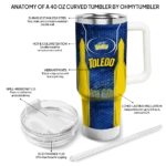 personalized toledo rockets hexagon armor blue curved tumbler best selling.webp