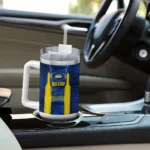 personalized toledo rockets hexagon armor blue curved tumbler best selling.webp