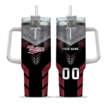 personalized troy trojans arrow armor red black curved tumbler best selling.webp