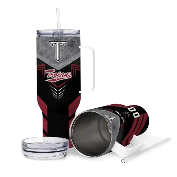 personalized troy trojans arrow armor red black curved tumbler high quality.webp
