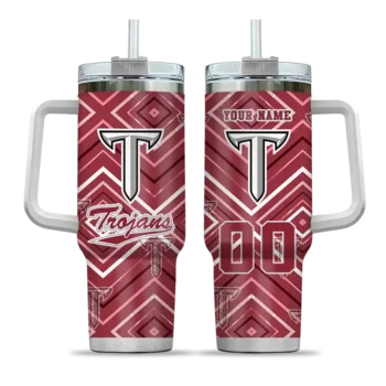 personalized troy trojans bold diamonds red curved tumbler best selling.webp