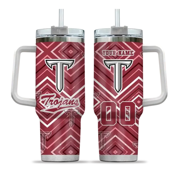 personalized troy trojans bold diamonds red curved tumbler best selling.webp
