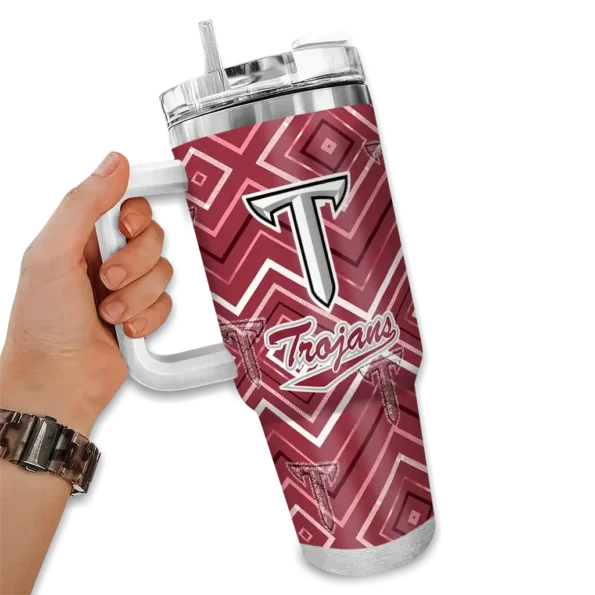 personalized troy trojans bold diamonds red curved tumbler fashion forward.webp