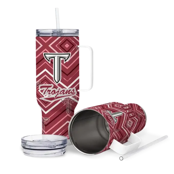 personalized troy trojans bold diamonds red curved tumbler high quality.webp