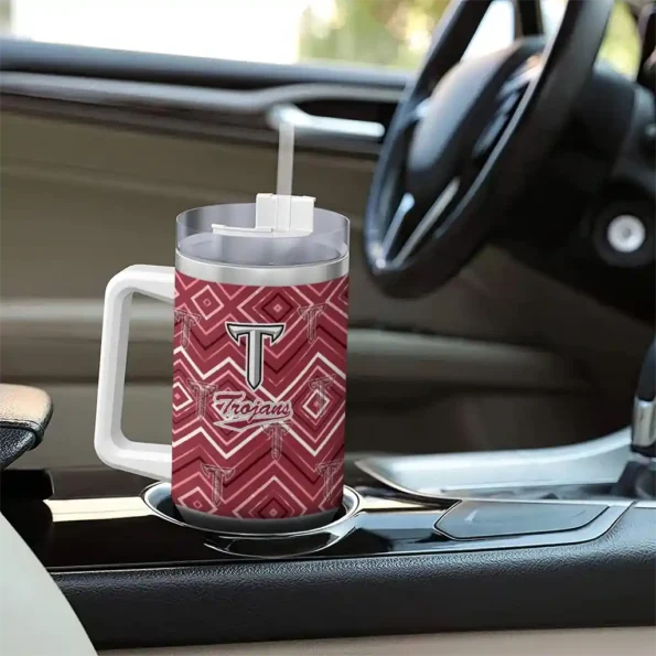 personalized troy trojans bold diamonds red curved tumbler trendy.webp