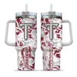 personalized troy trojans camo mashup red white curved tumbler best selling.webp