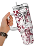 personalized troy trojans camo mashup red white curved tumbler best selling.webp