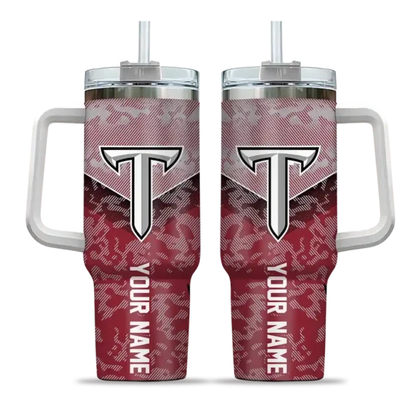 personalized troy trojans chevron stripe red curved tumbler best selling.webp