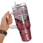 personalized troy trojans chevron stripe red curved tumbler best selling.webp