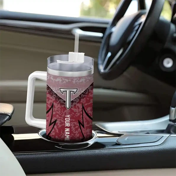 personalized troy trojans chevron stripe red curved tumbler trendy.webp