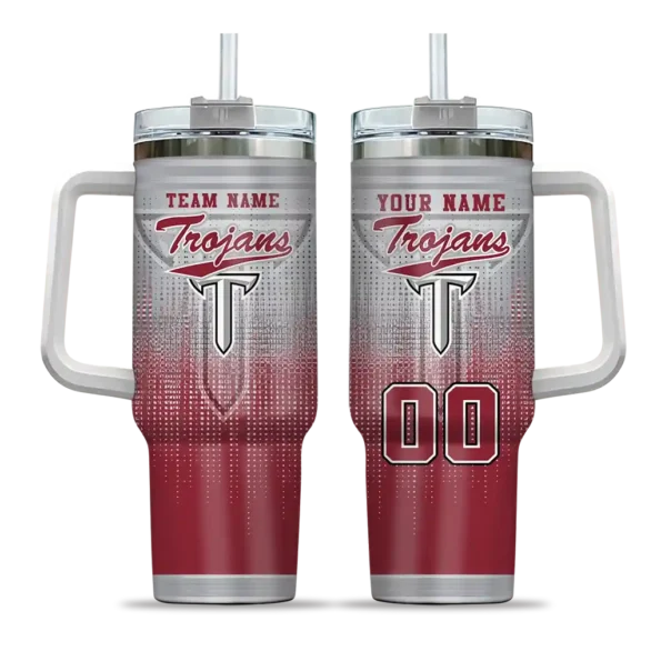 personalized troy trojans gradient dots red curved tumbler best selling.webp
