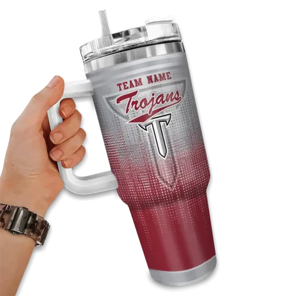 personalized troy trojans gradient dots red curved tumbler fashion forward.webp