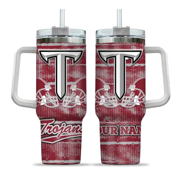 personalized troy trojans honey streaks red curved tumbler best selling.webp