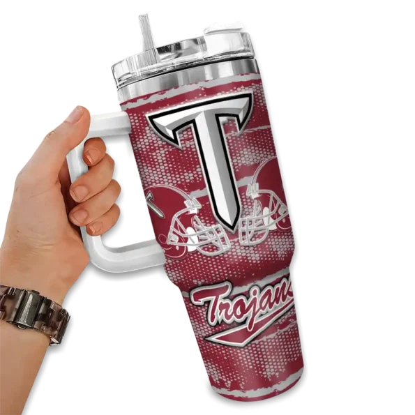 personalized troy trojans honey streaks red curved tumbler fashion forward.webp